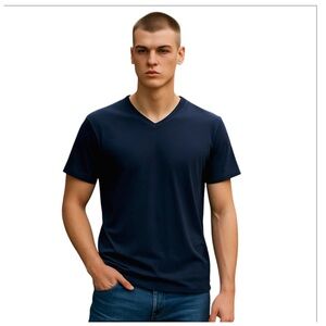 The Perfect Jean NYC Men's Navy Blue V-Neck T-Shirt. LARGE